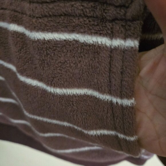 Toad&Co Cashmoore T Neck Pullover Brown Velour Striped Kangaroo Pocket Size XL - Picture 4 of 7